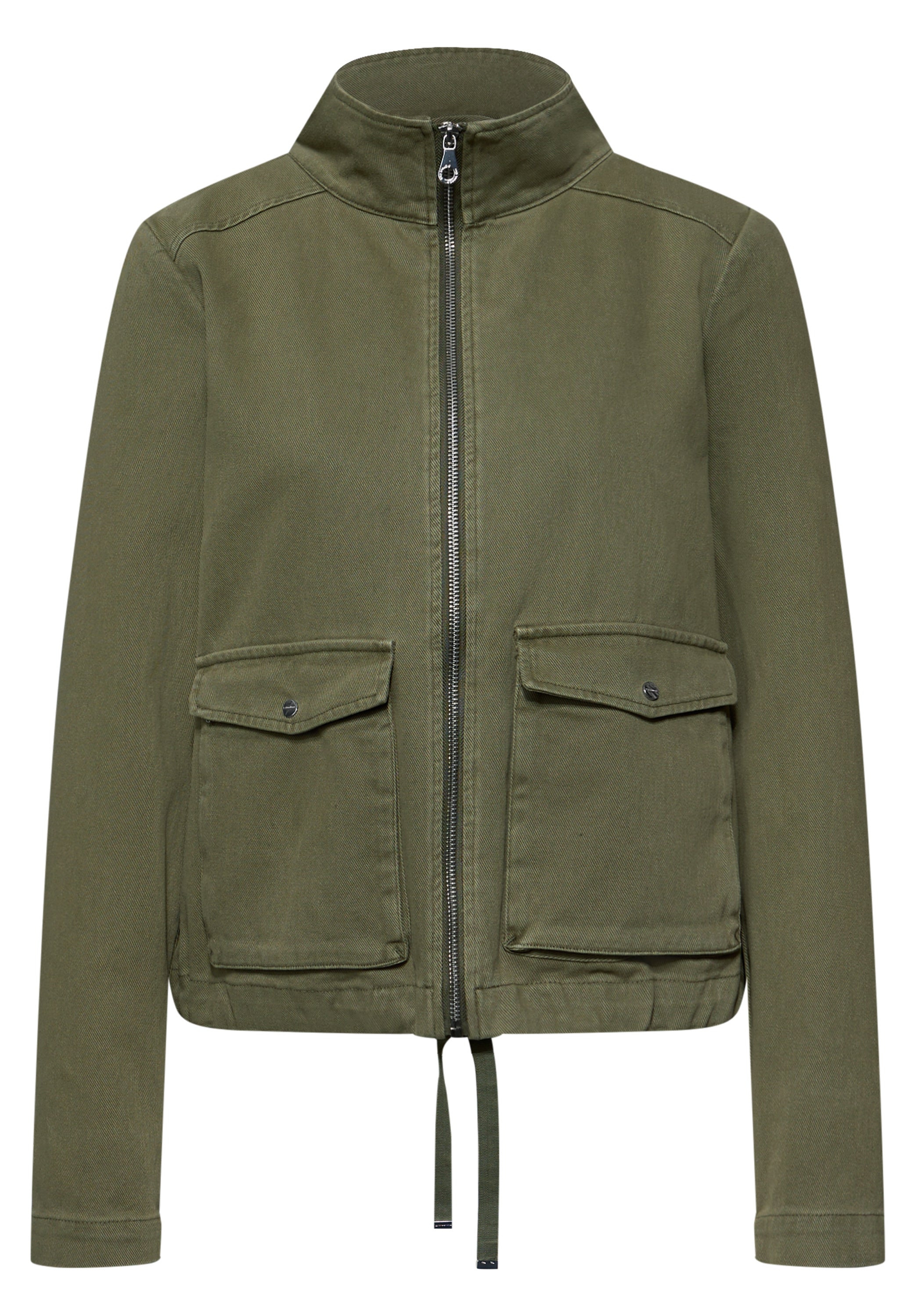 Baumwolljacke mit Stehkragen - 17226-Dark Vetiver Green - Grün