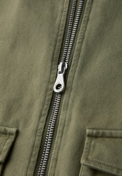 Baumwolljacke mit Stehkragen - 17226-Dark Vetiver Green - Grün