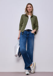 Baumwolljacke mit Stehkragen - 17226-Dark Vetiver Green - Grün