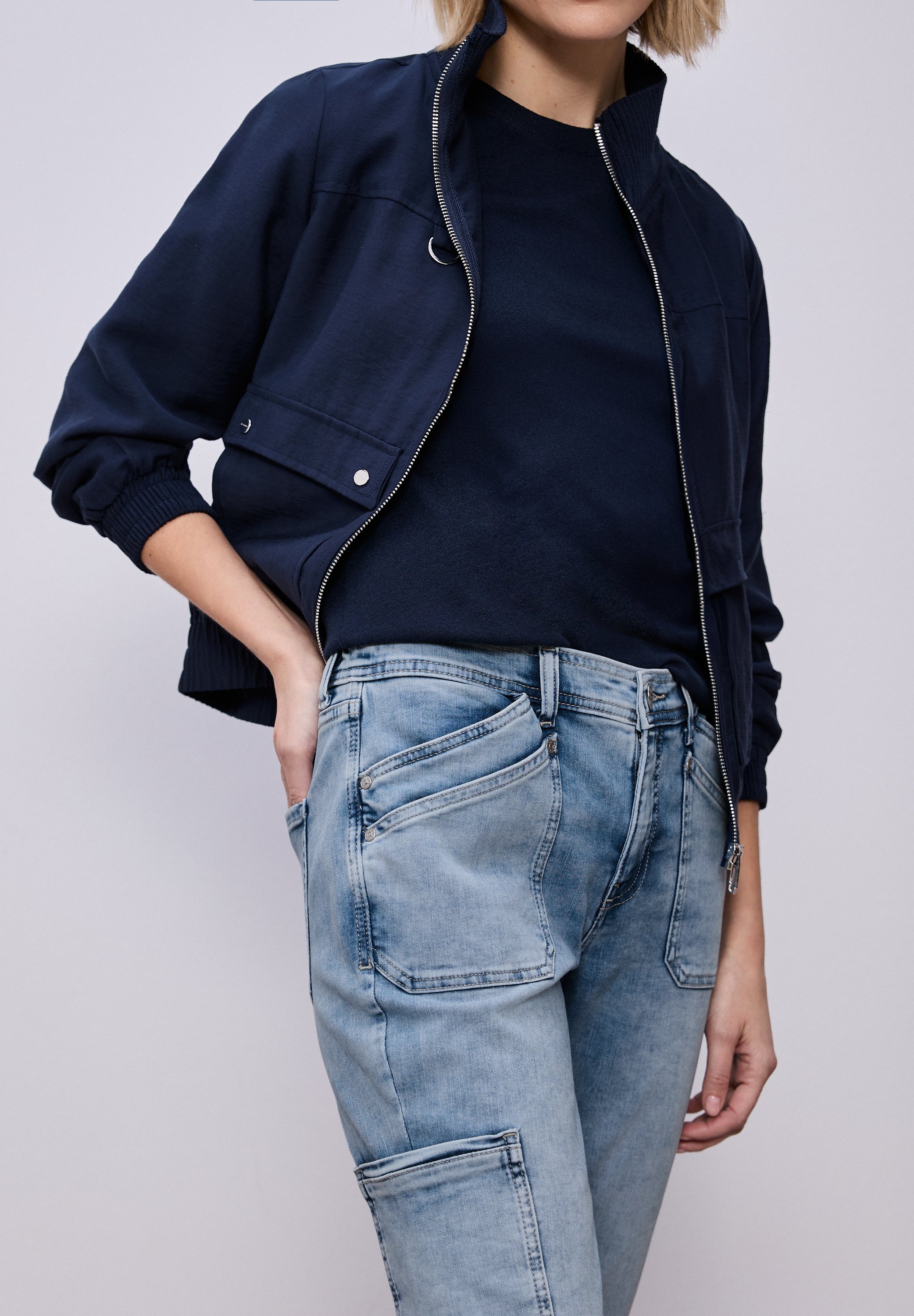 Cargo-Jeans CHARLIE Loose Fit - 17631-Bleached Washed - Blau