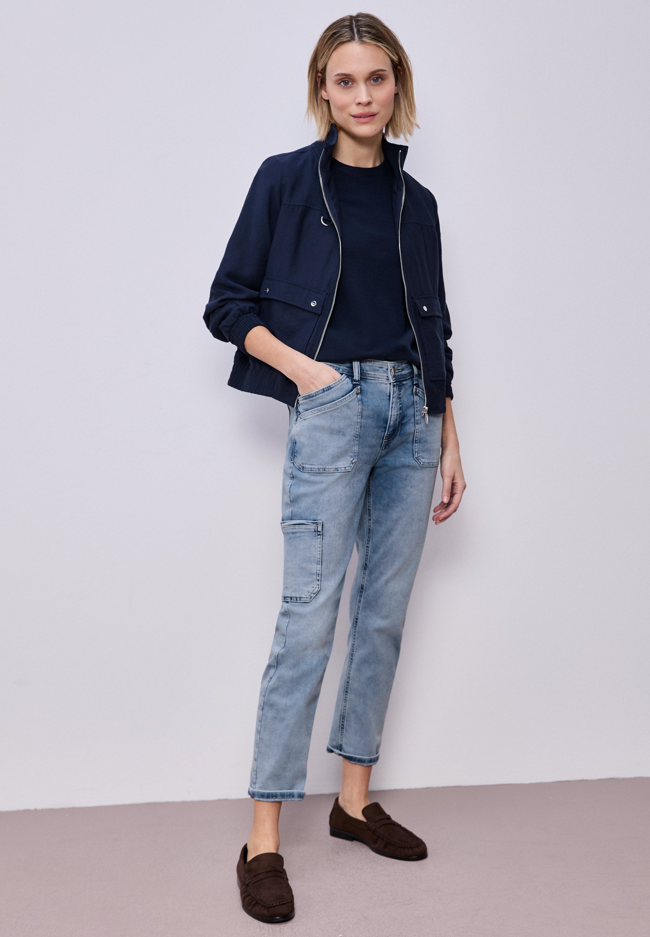 Cargo-Jeans CHARLIE Loose Fit - 17631-Bleached Washed - Blau