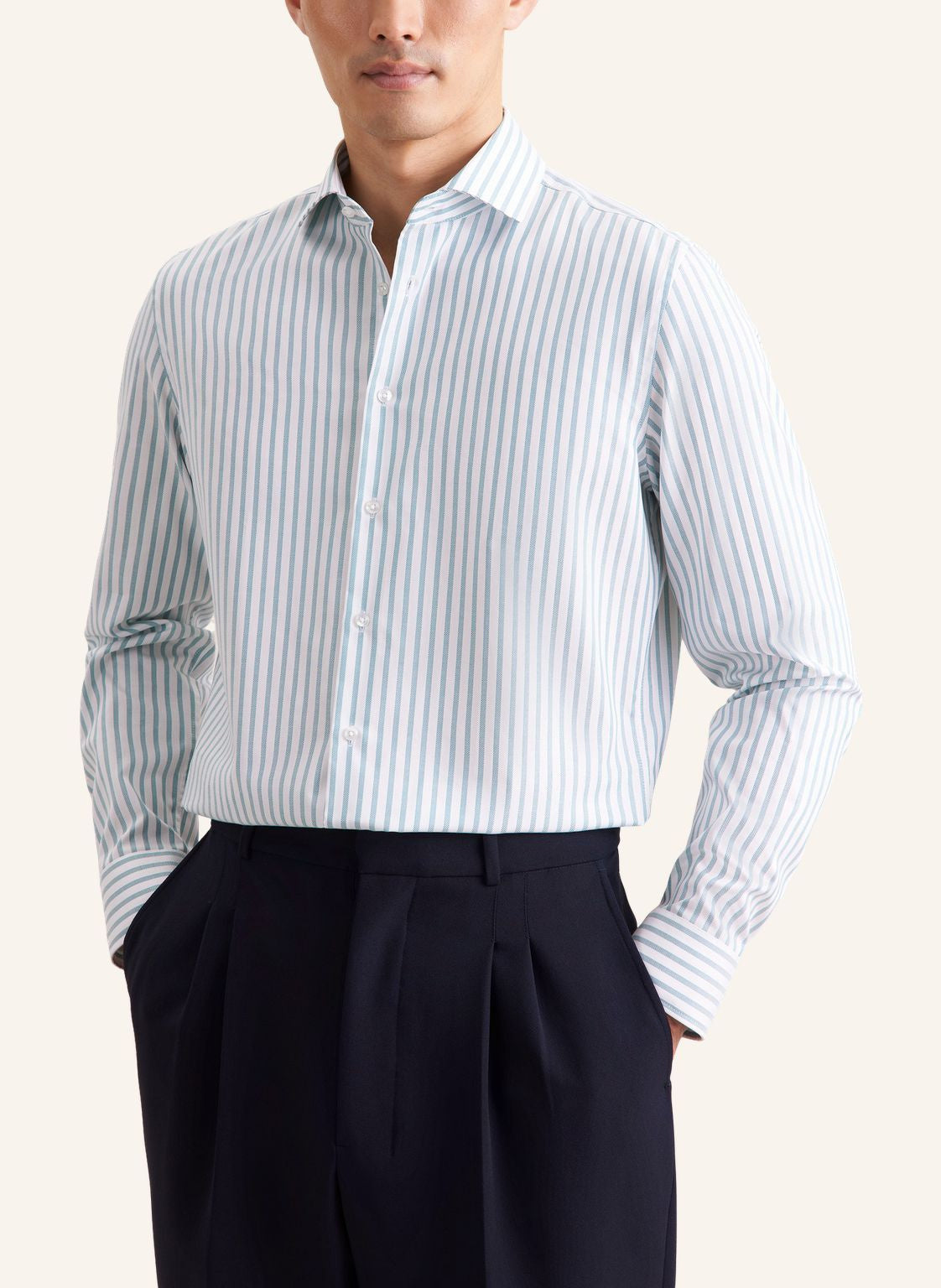 Hemd SPREAD KENT 98 Slim Fit - 54 - Grün | Weiß