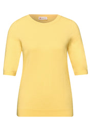 Strickpullover Halbarm Rundhalsausschnitt - 17455-bloom yellow - Gelb