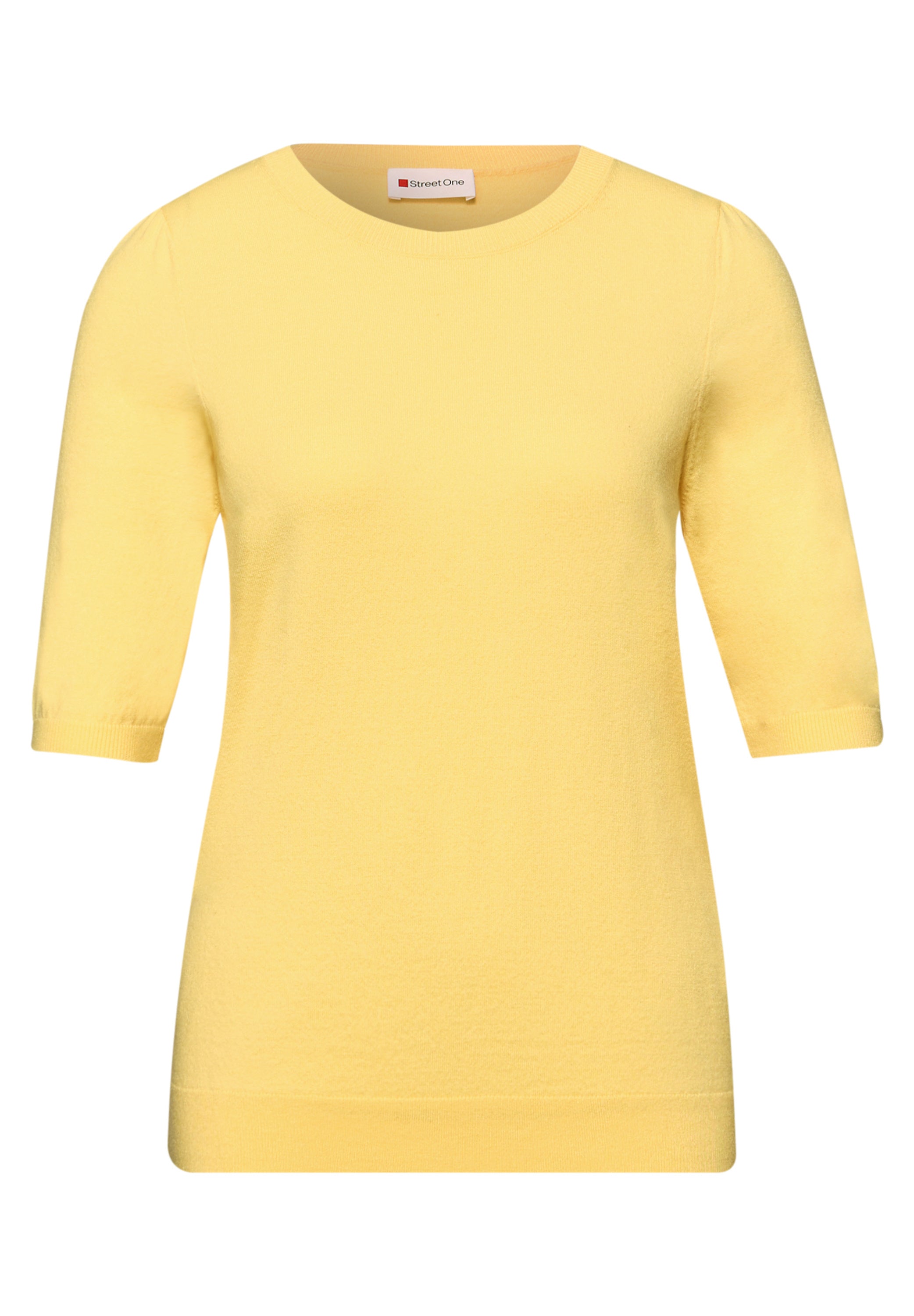 Strickpullover Halbarm Rundhalsausschnitt - 17455-bloom yellow - Gelb