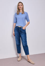 Strickpullover Halbarm Rundhalsausschnitt - 17453-bonnet blue - Blau