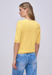 Strickpullover Halbarm Rundhalsausschnitt - 17455-bloom yellow - Gelb