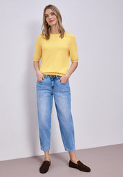 Strickpullover Halbarm Rundhalsausschnitt - 17455-bloom yellow - Gelb