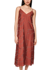 Sommerkleid Midi mit V-Ausschnitt - 488 - Orange