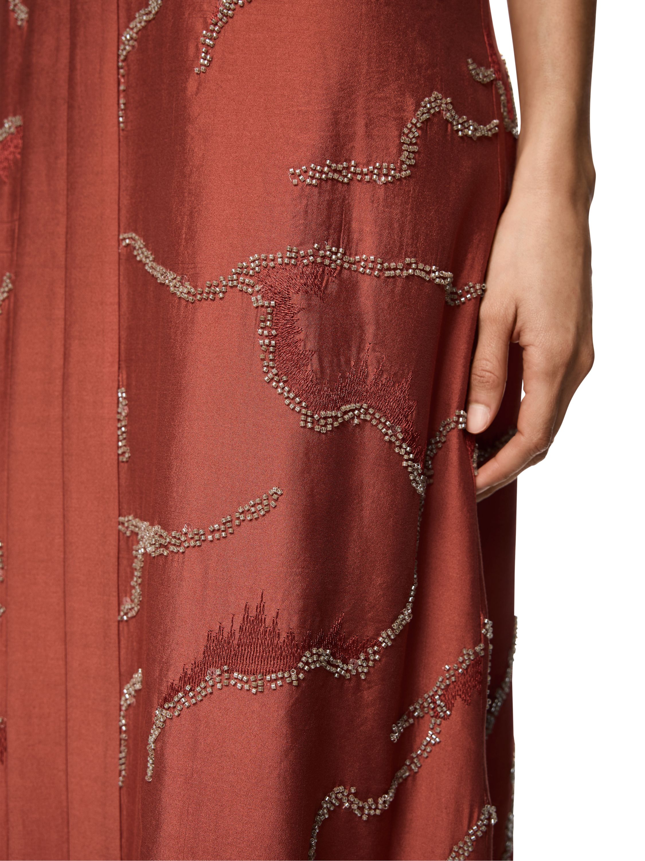 Sommerkleid Midi mit V-Ausschnitt - 488 - Orange