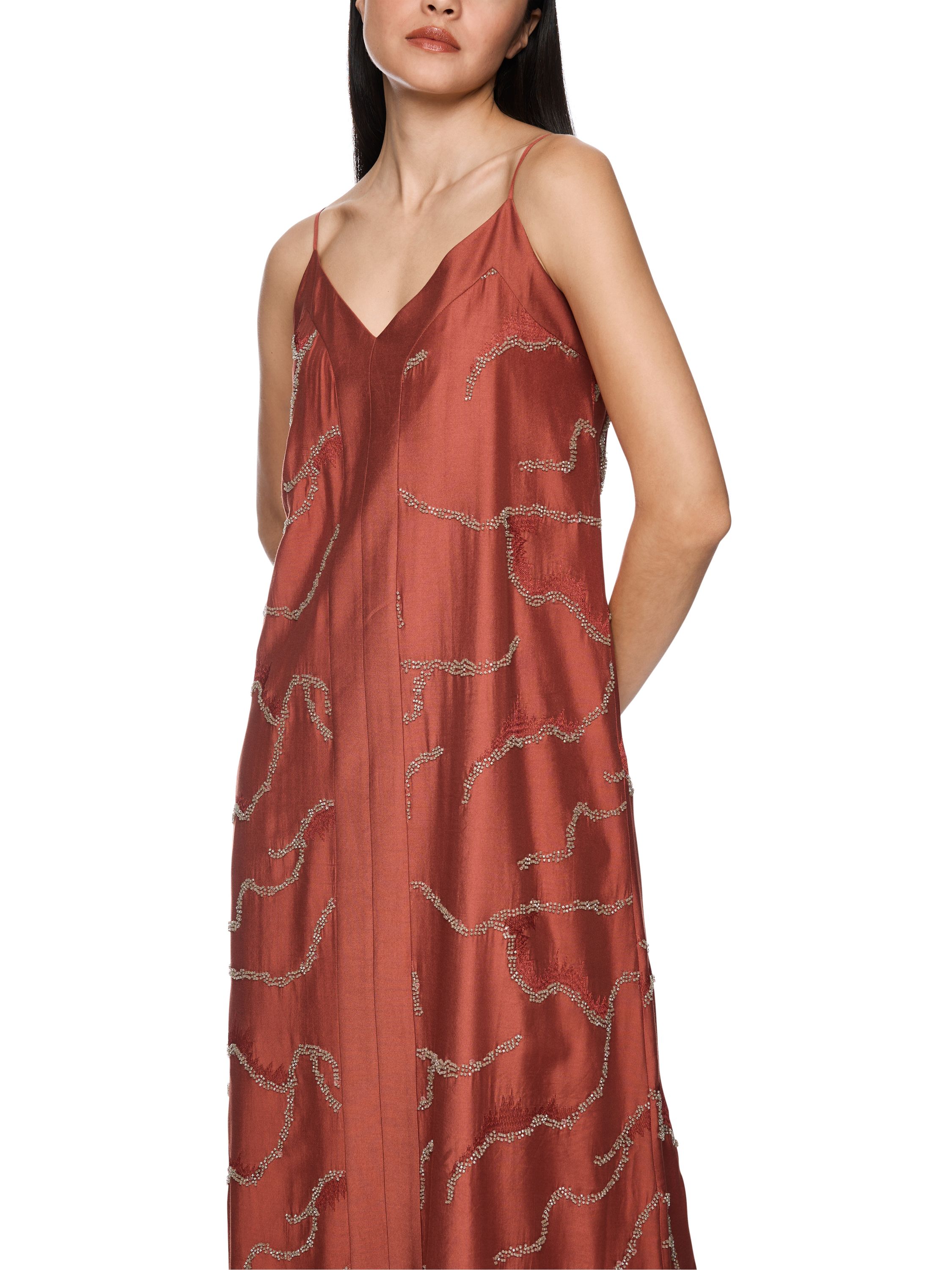 Sommerkleid Midi mit V-Ausschnitt - 488 - Orange