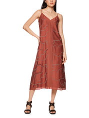 Sommerkleid Midi mit V-Ausschnitt - 488 - Orange