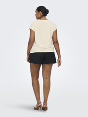 T-Shirt CLAUDIA - Cloud Dancer/GOLD LUREX STRIPE - Beige