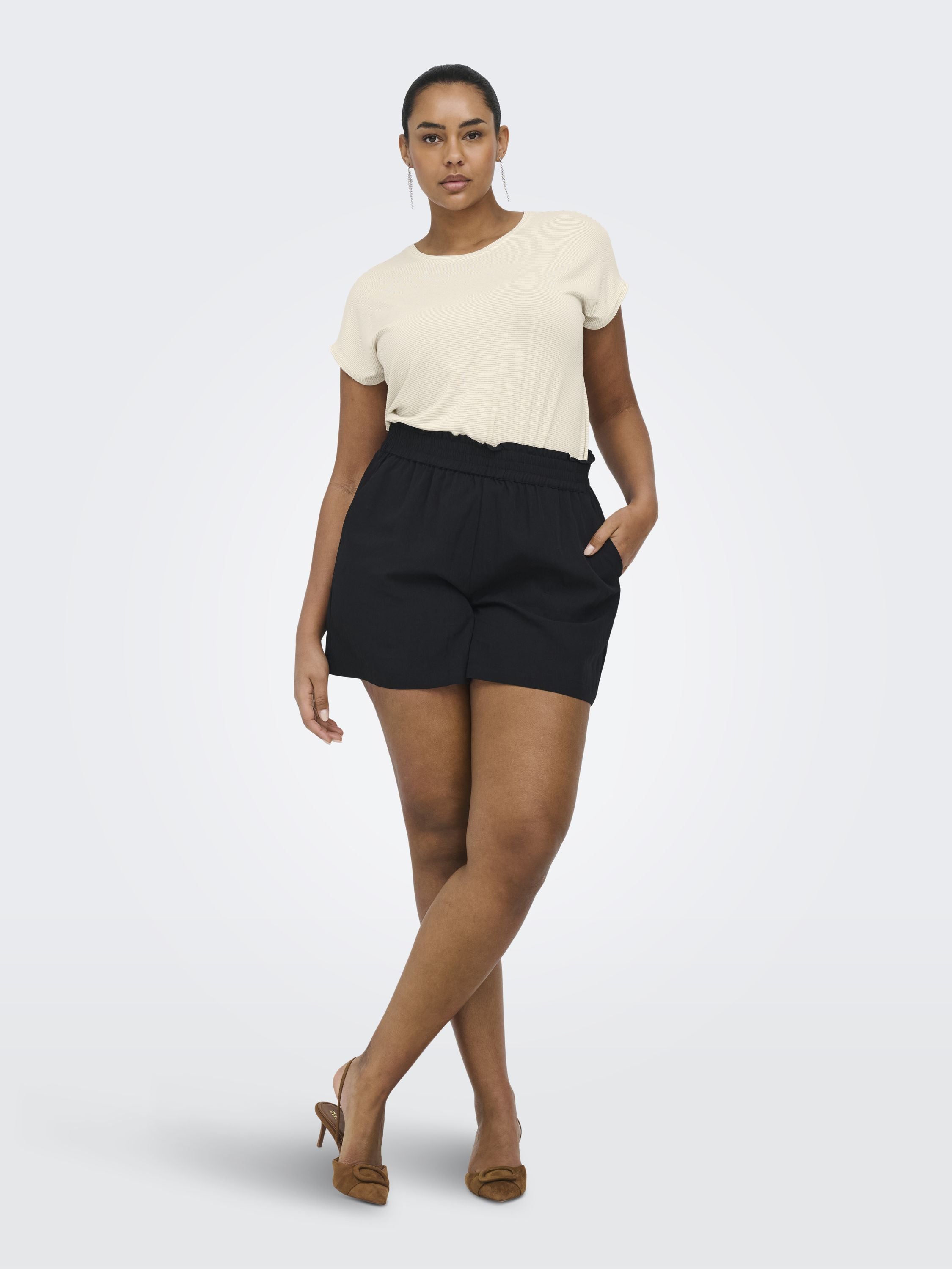 T-Shirt CLAUDIA - Cloud Dancer/GOLD LUREX STRIPE - Beige