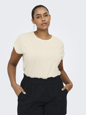 T-Shirt CLAUDIA - Cloud Dancer/GOLD LUREX STRIPE - Beige