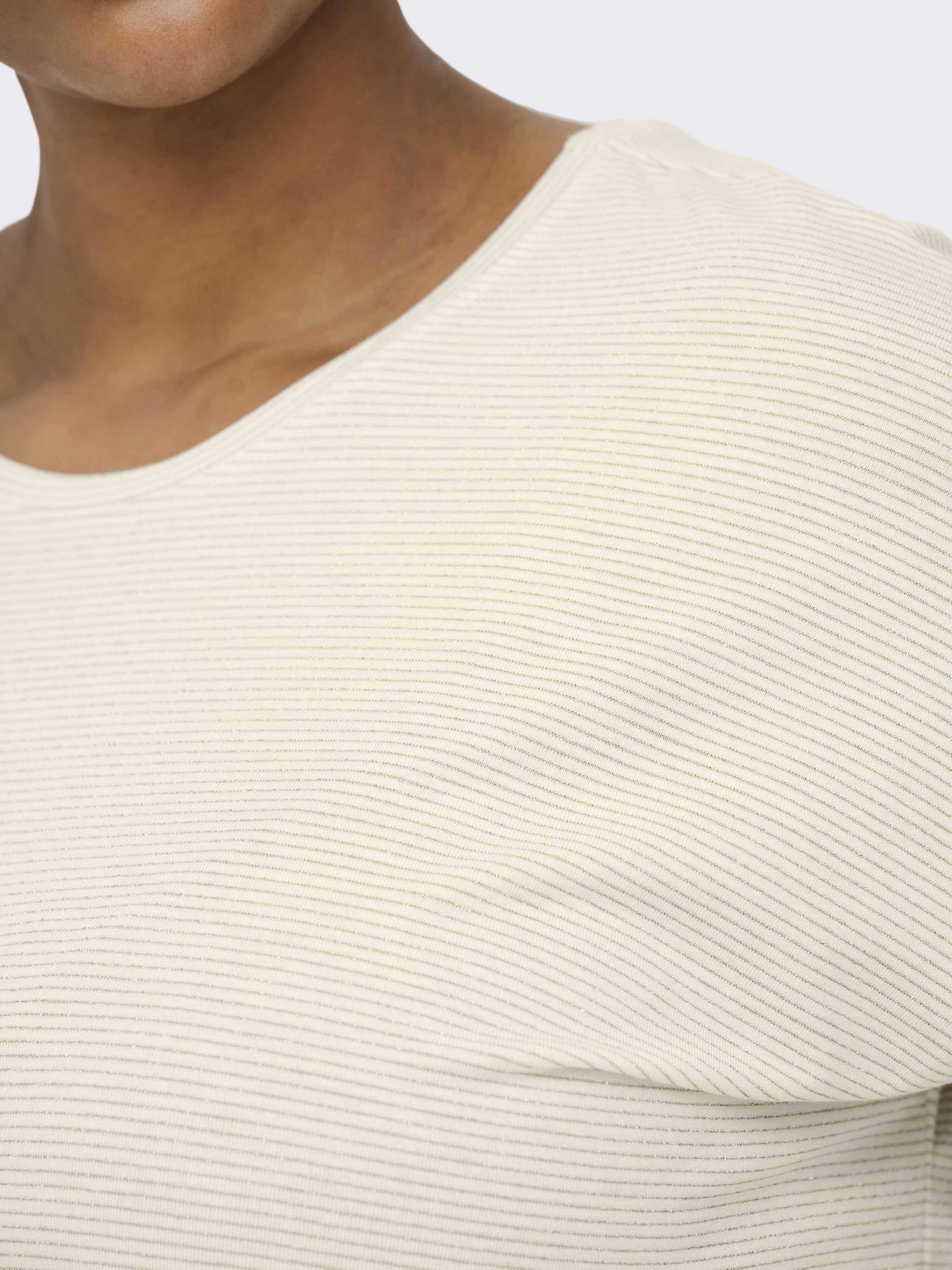 T-Shirt CLAUDIA - Cloud Dancer/GOLD LUREX STRIPE - Beige