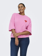 T-Shirt LUCILLA Boxy Fit - Wild Orchid/Lucilla heart - Pink
