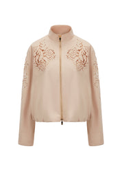 Blouson-Jacke mit Lochstick-Detail - 840-straw - Beige