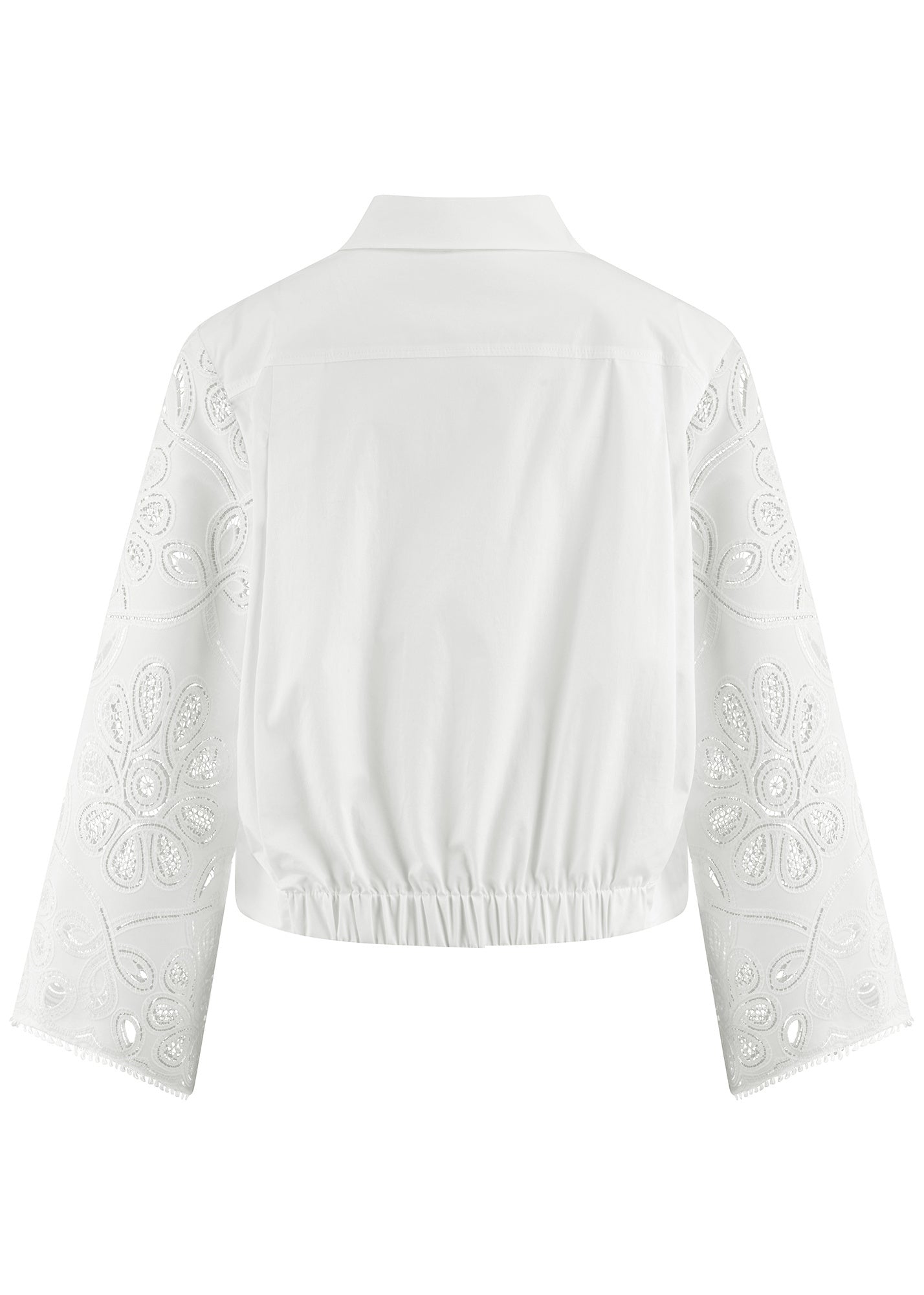 Baumwollbluse mit Spitze - 110-offwhite - Weiß