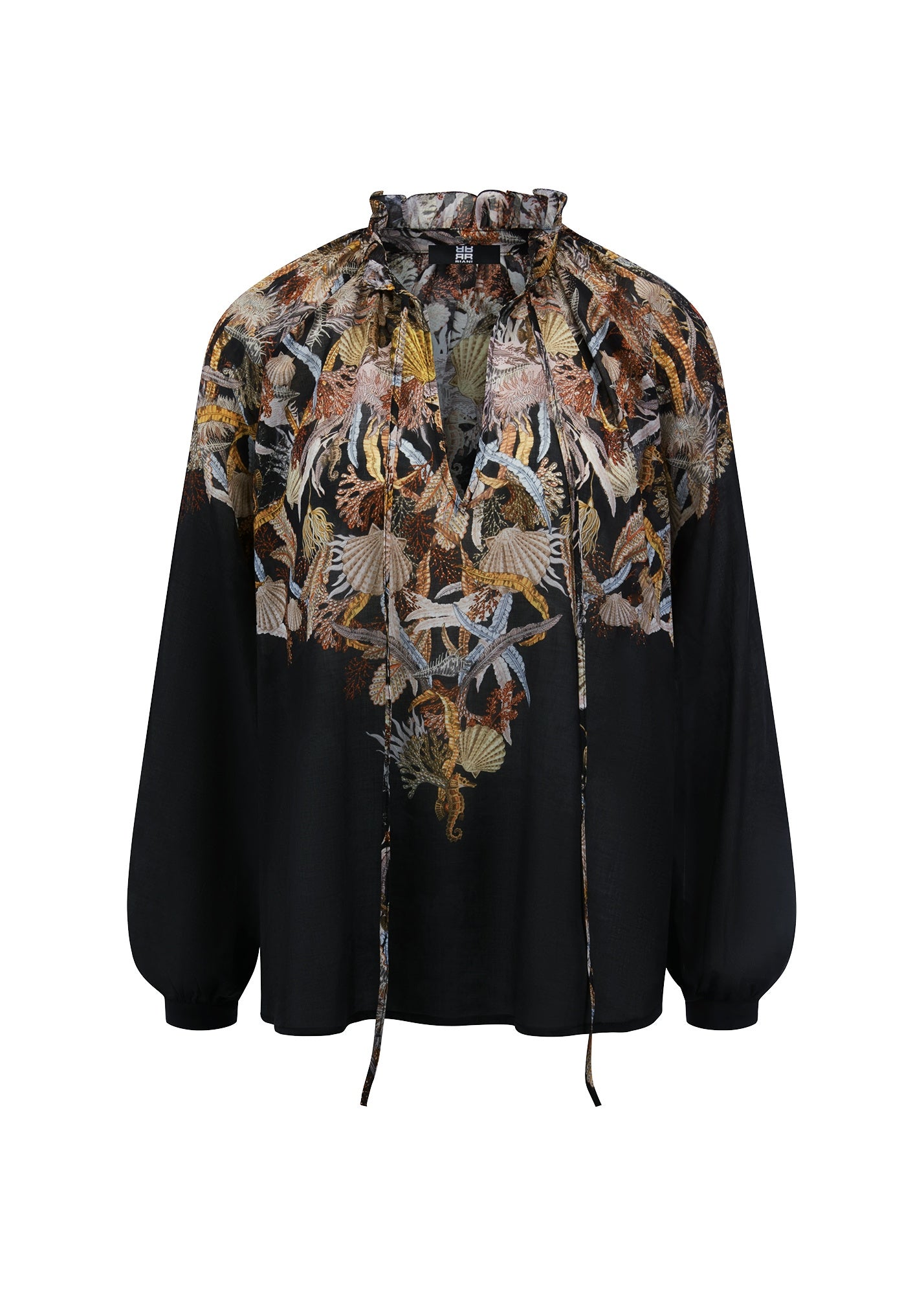 Schlupfbluse aus Baumwolle - 987-black patterned - Schwarz