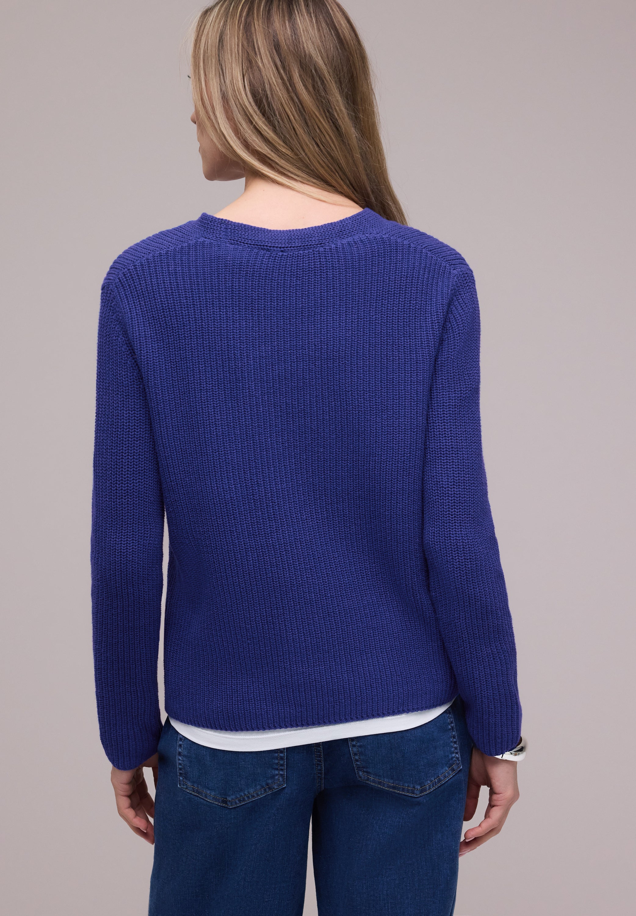 Strickpullover aus Baumwollmix - 17396-amparo blue - Blau