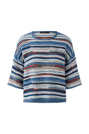 Strickpullover - 0541-blue white - Mehrfarbig