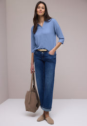 Langarmshirt aus Viskose - 17453-bonnet blue - Blau