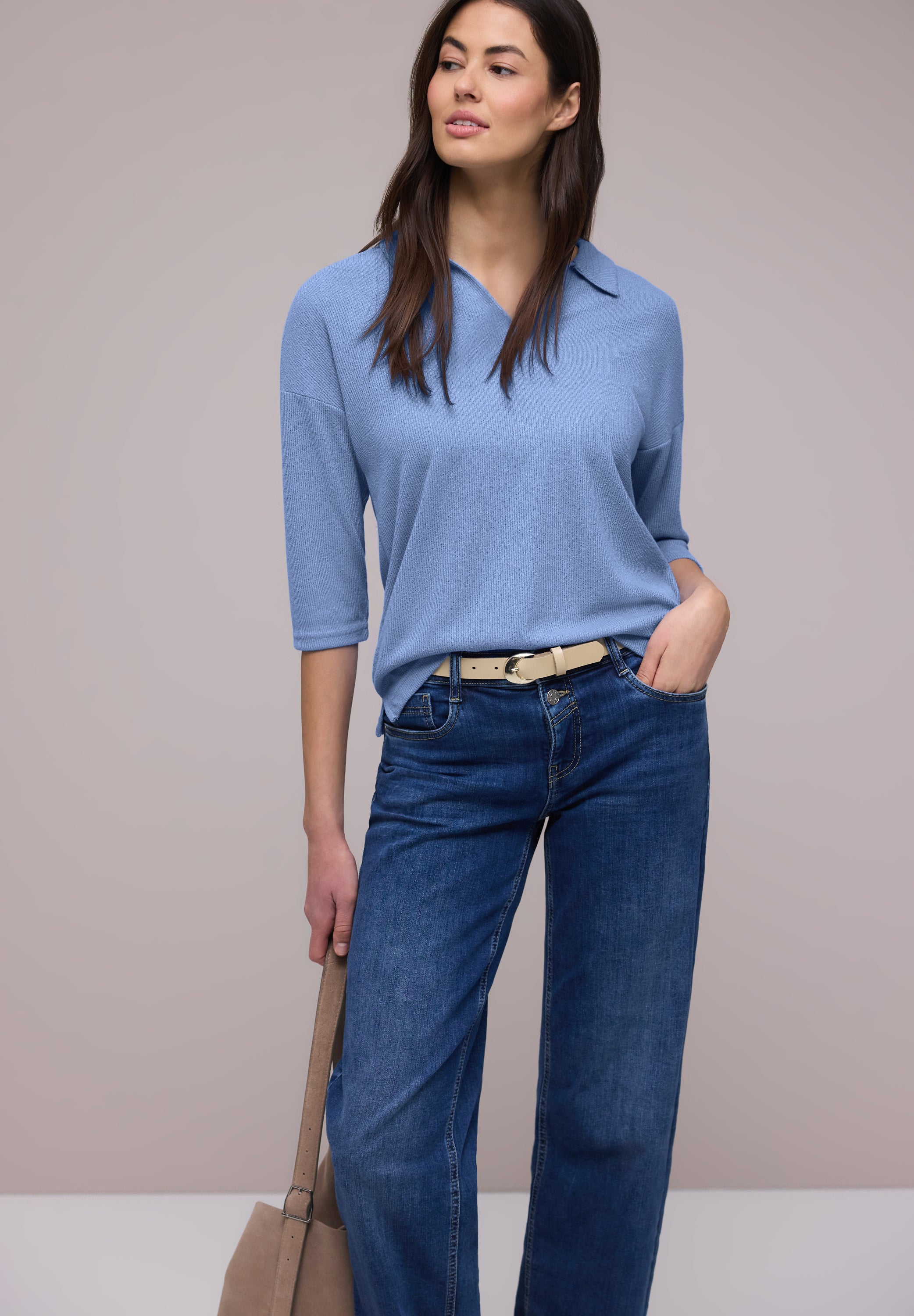 Langarmshirt aus Viskose - 17453-bonnet blue - Blau