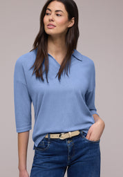 Langarmshirt aus Viskose - 17453-bonnet blue - Blau