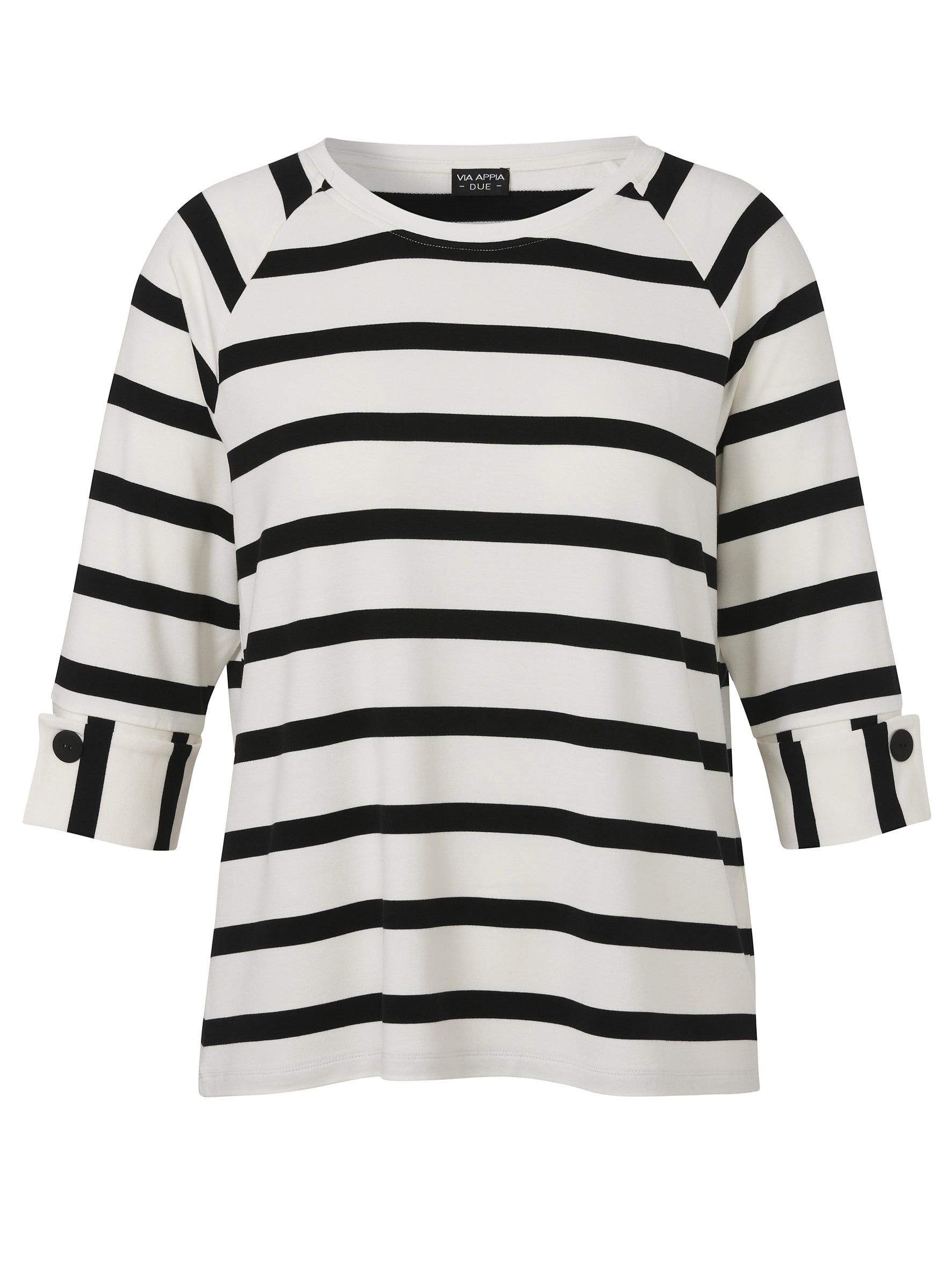 T-Shirt aus Viskose - 950100-ecru / schwarz - Schwarz | Weiß