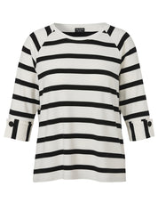 T-Shirt aus Viskose - 950100-ecru / schwarz - Schwarz | Weiß