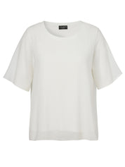 T-Shirt-Bluse mit Mesh-Layer - 950-ecru - Weiß