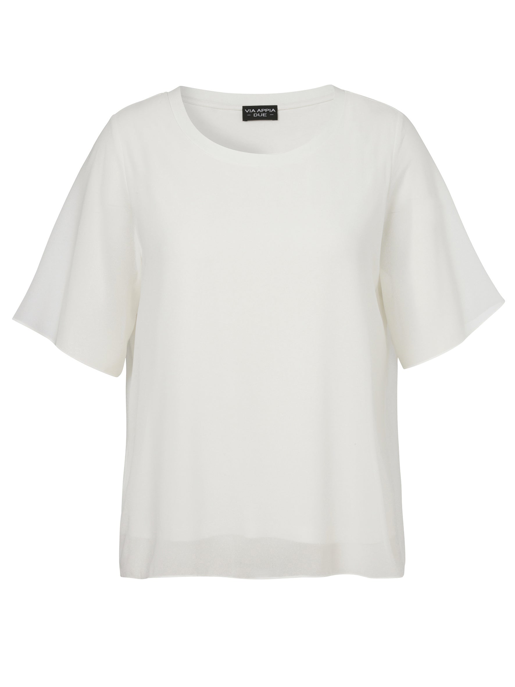 T-Shirt-Bluse mit Mesh-Layer - 950-ecru - Weiß