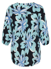Tunikabluse aus Viskose - 803-marine multicolor - Türkis