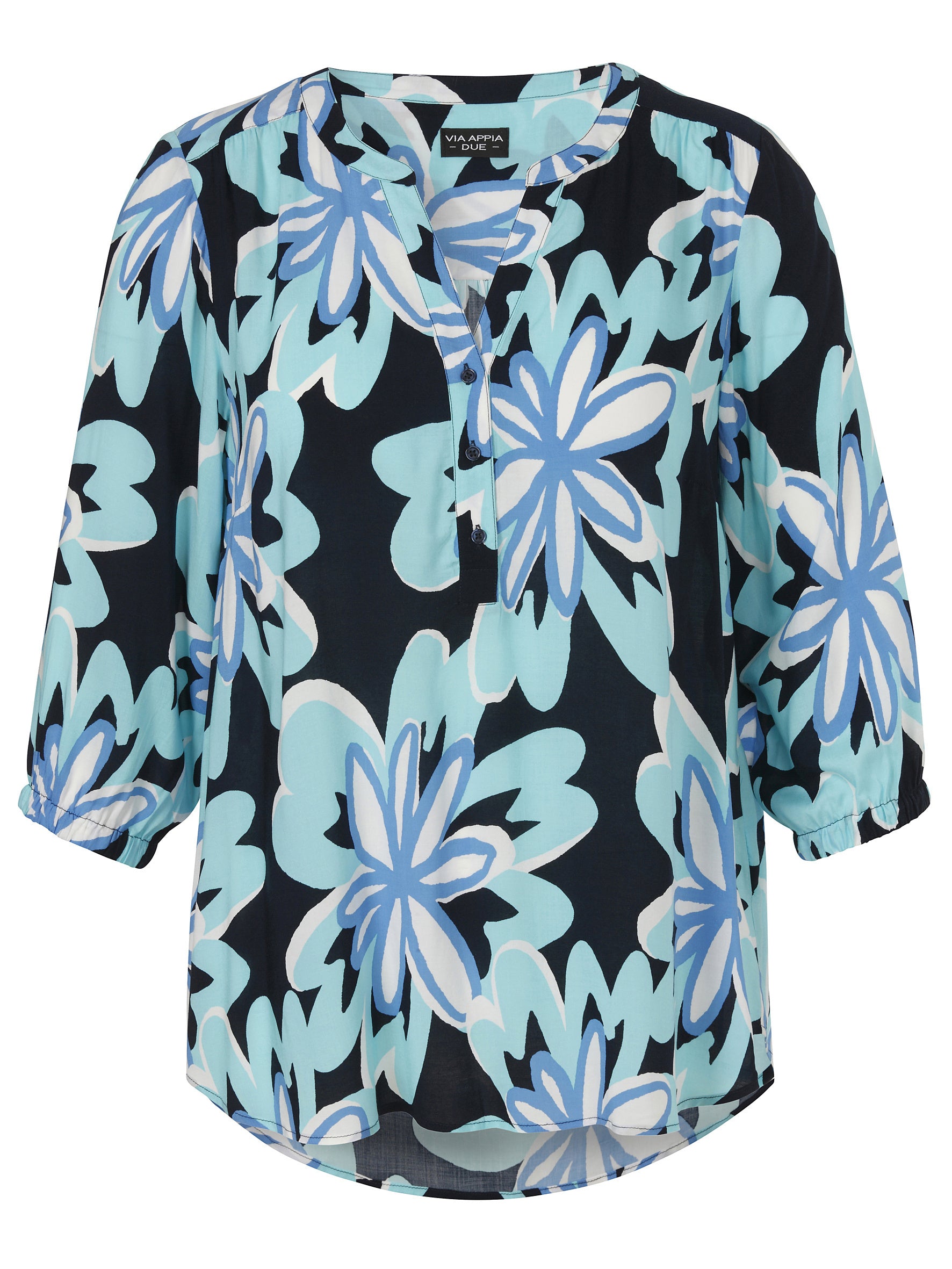 Tunikabluse aus Viskose - 803-marine multicolor - Türkis