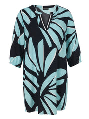 Freizeitkleid Mini aus Viskose - 803-marine multicolor - Türkis