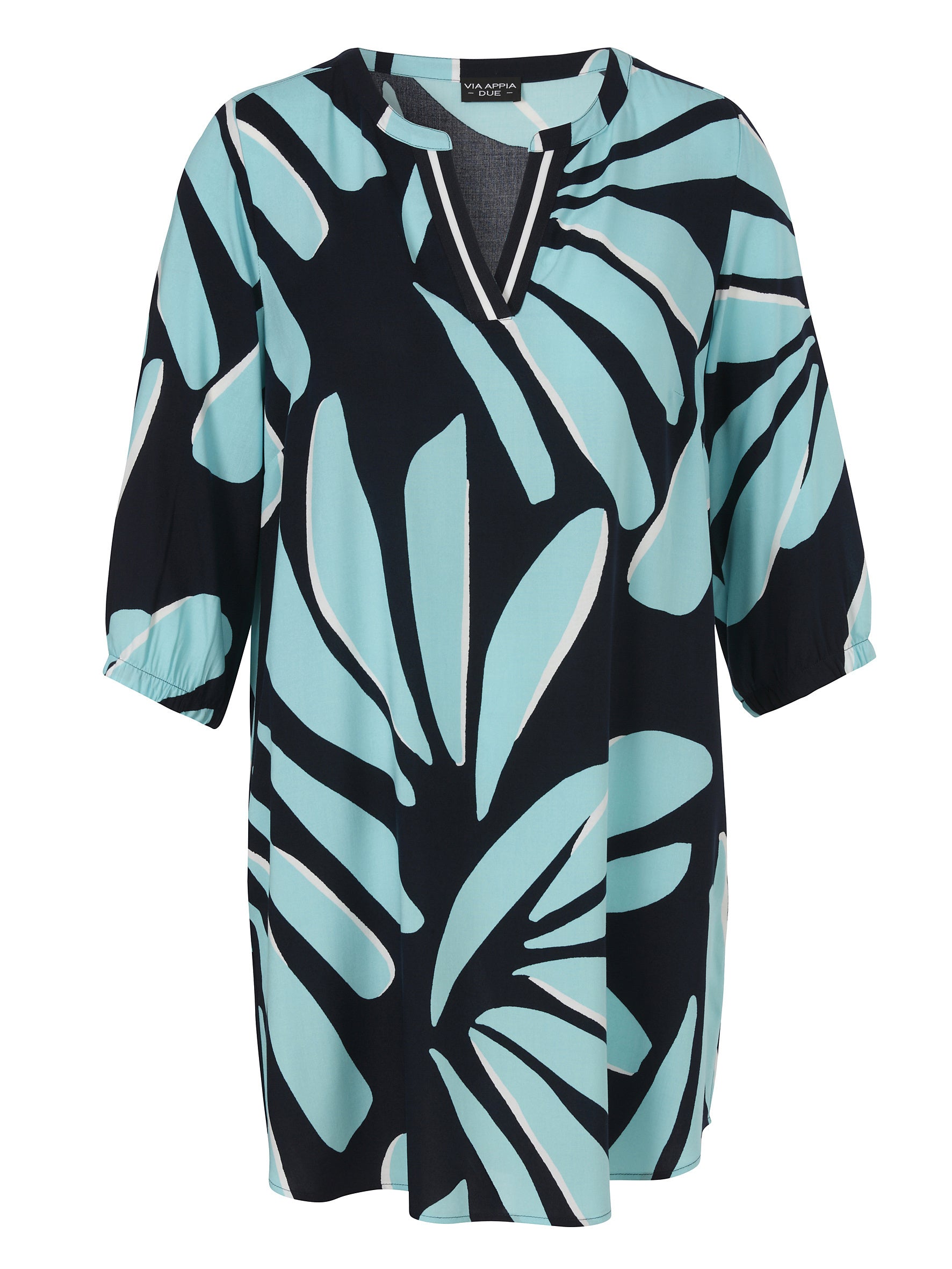 Freizeitkleid Mini aus Viskose - 803-marine multicolor - Türkis