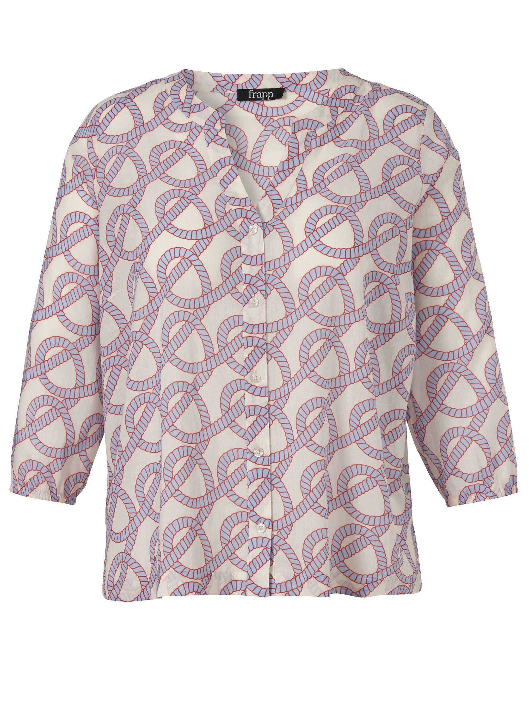 Bluse gemustert aus Baumwolle - 887-powder blue multicol - Creme