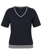 T-Shirt aus Baumwolle - 804994-navy / white - Blau