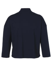Jacke mit Stehkragen aus Viskosemix - 804-navy - Blau