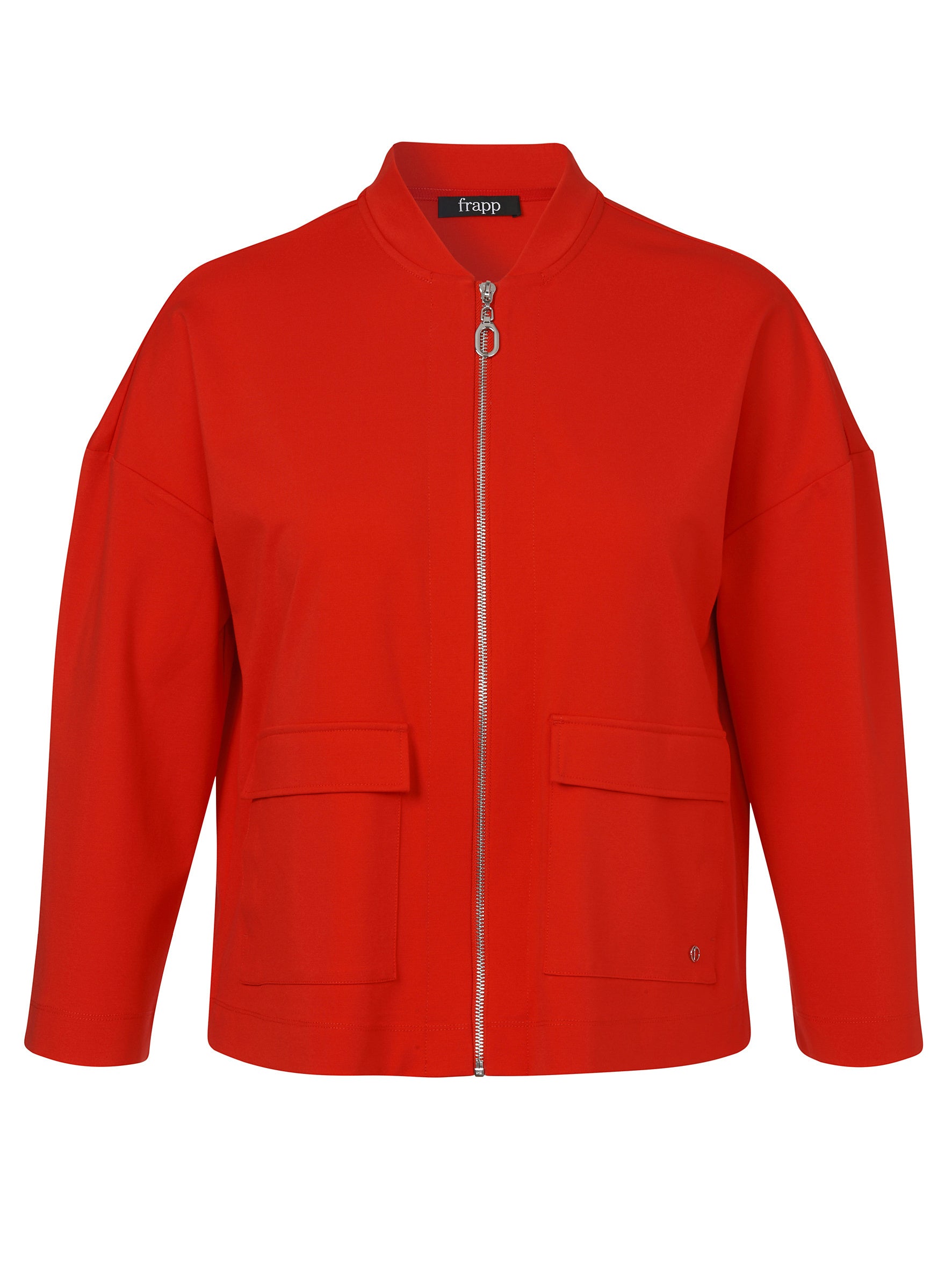 Jacke mit Stehkragen aus Viskosemix - 354-red - Rot