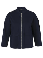 Jacke mit Stehkragen aus Viskosemix - 804-navy - Blau