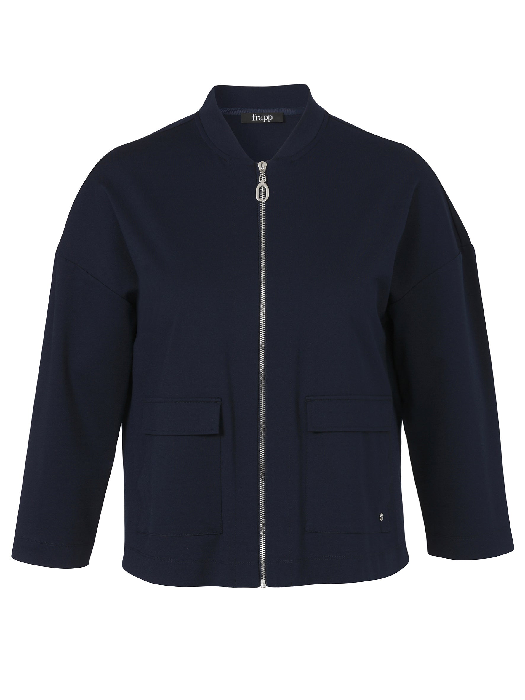 Jacke mit Stehkragen aus Viskosemix - 804-navy - Blau