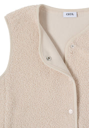 Teddyweste mit V-Ausschnitt - 15641 teddy vanilla white - Creme