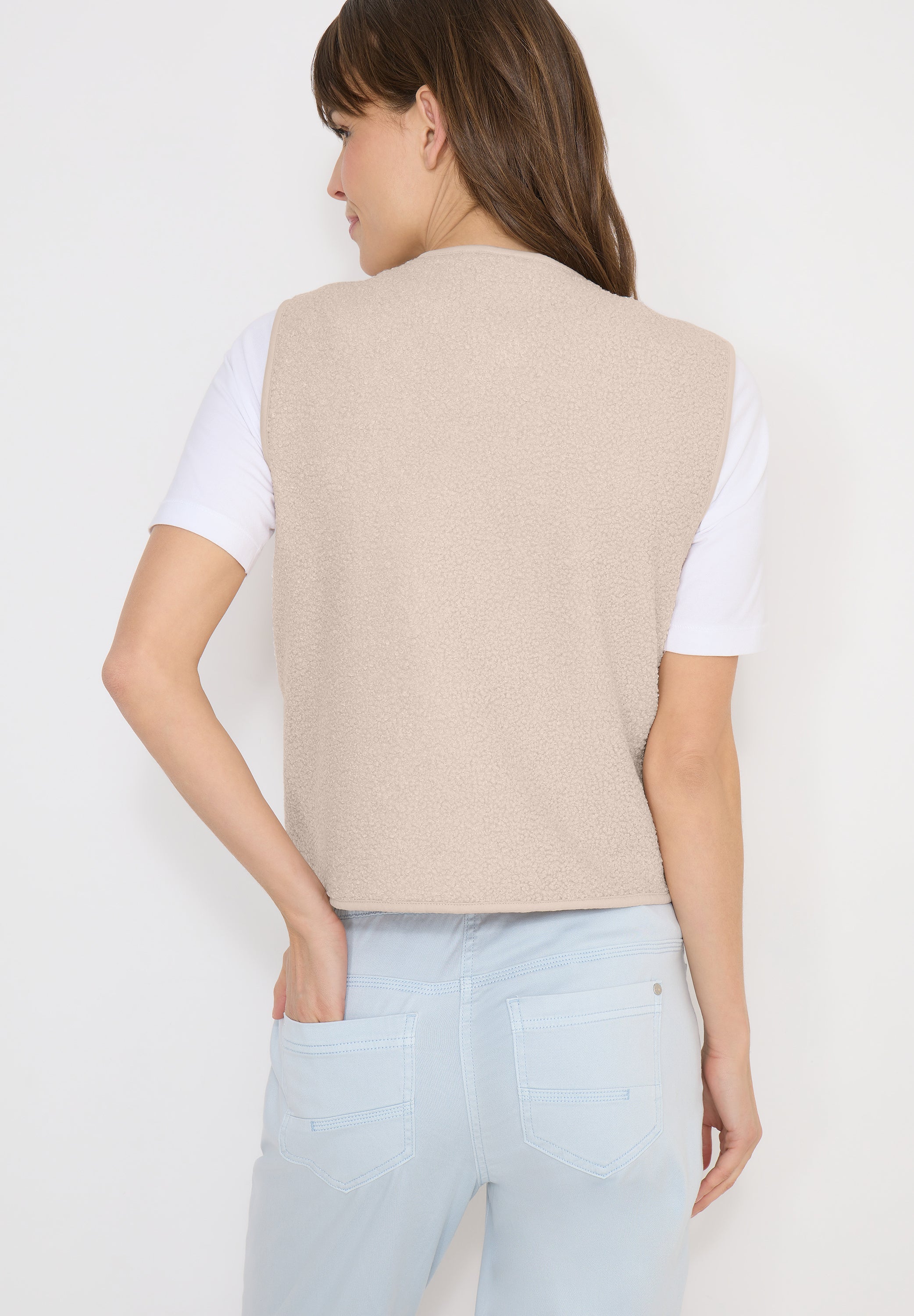 Teddyweste mit V-Ausschnitt - 15641 teddy vanilla white - Creme