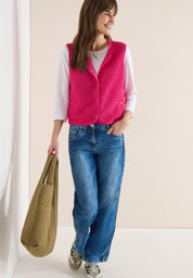 Teddyweste mit V-Ausschnitt - 17492 beetroot pink - Pink