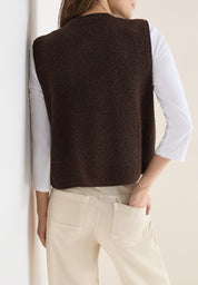 Teddyweste mit V-Ausschnitt - 17493 macchiato brown - Braun