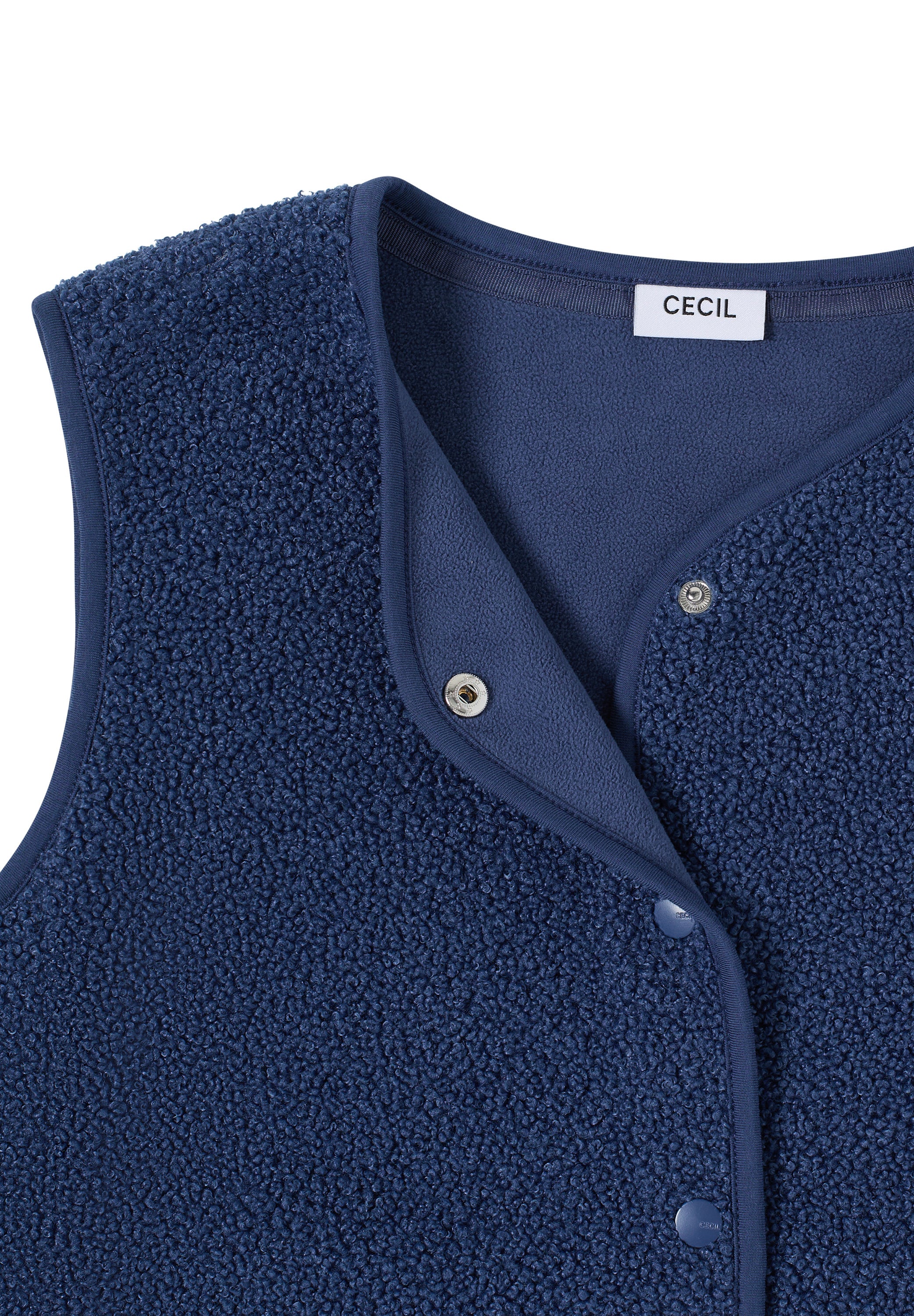 Teddyweste mit V-Ausschnitt - 17473 sporty denim blue - Blau