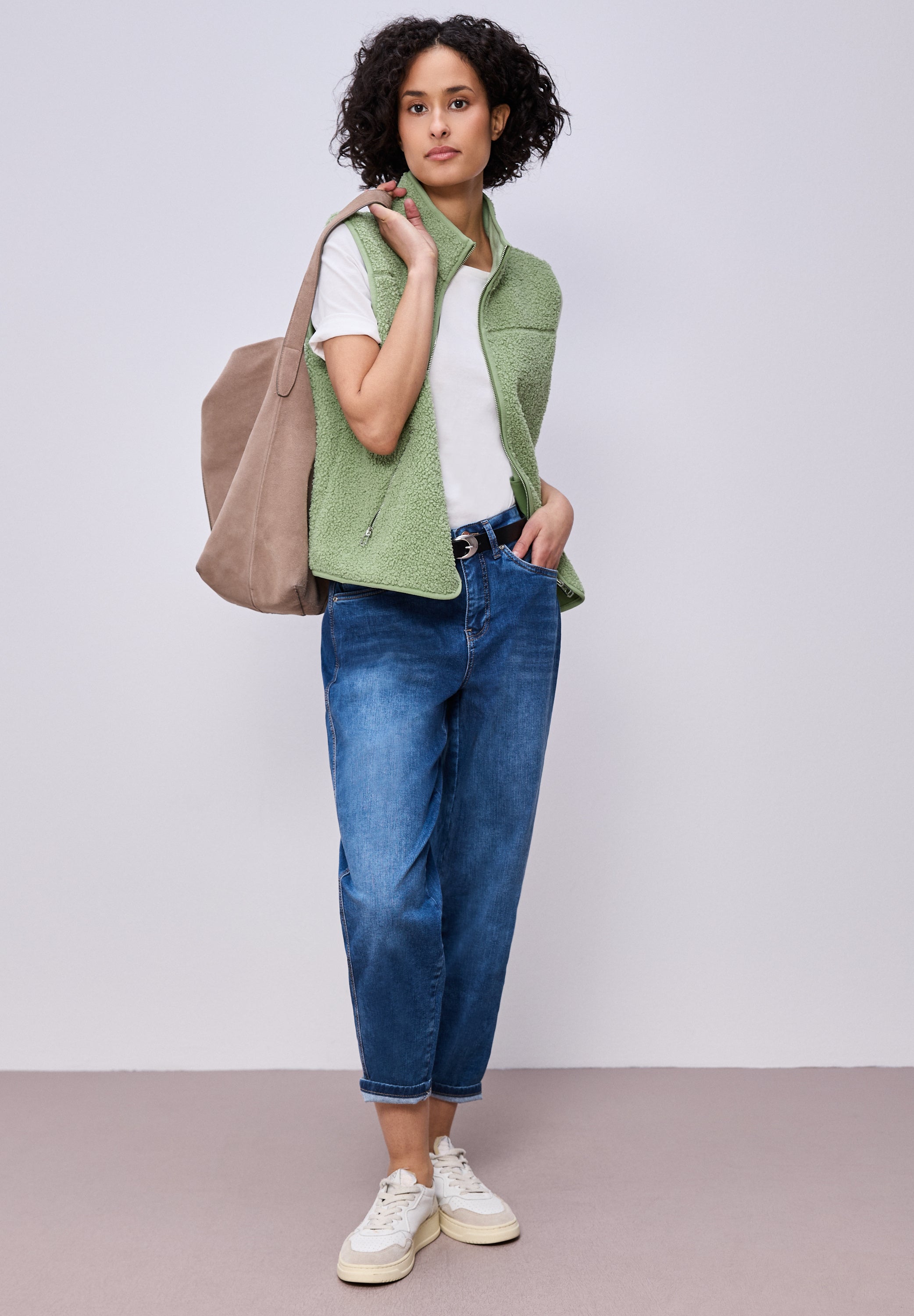 Teddy-Weste mit Stehkragen - 17225-Bright Pistachio - Grün