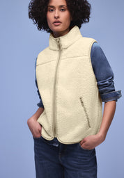 Teddy-Weste mit Stehkragen - 14035-eggshell ecru - Creme