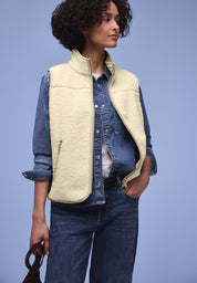 Teddy-Weste mit Stehkragen - 14035-eggshell ecru - Creme